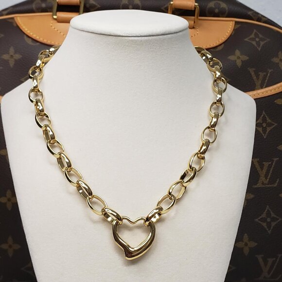 Authentic Louis Vuitton Gold Padlock Pendant w/ unbranded Stainless Steel Chain - Picture 3 of 11